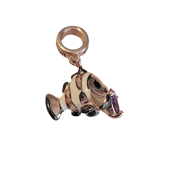 🎆Gnoce 18K Rose Gold Clown Fish Purple Rhinestone Dangle Pendant Bracelet Charm - Picture 8 of 10